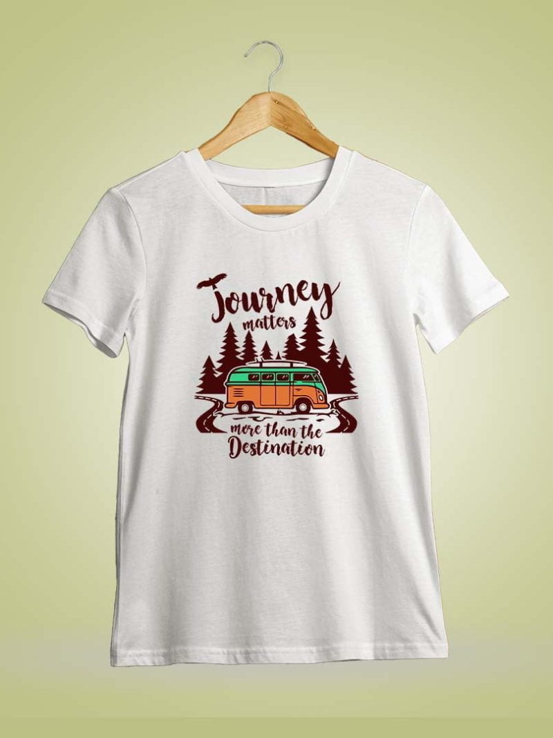 Journey Matters More Men Half Sleeve White Travel T-Shirt