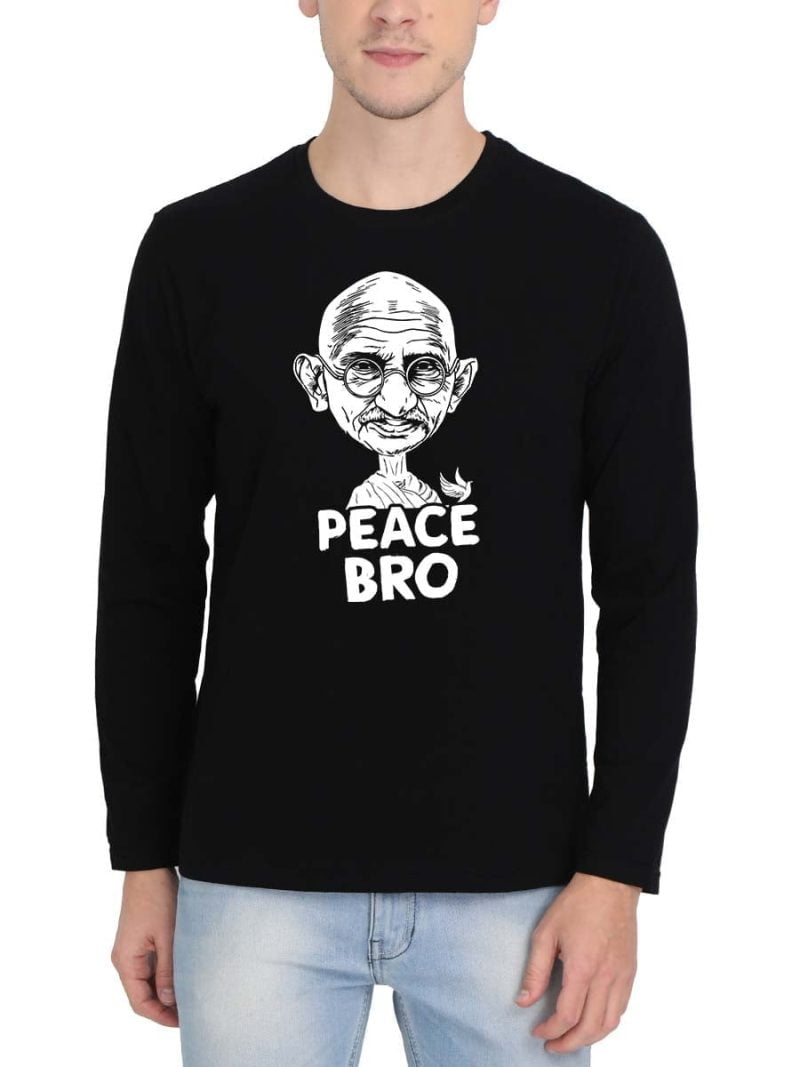 Peace Bro Special Men Full Sleeve Black Fun T-Shirt