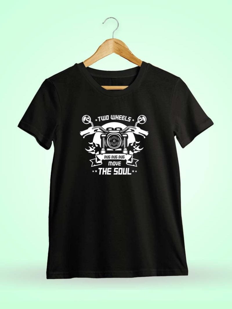 Two Wheels Move The Soul Men Half Sleeve Black Bike T-Shirt