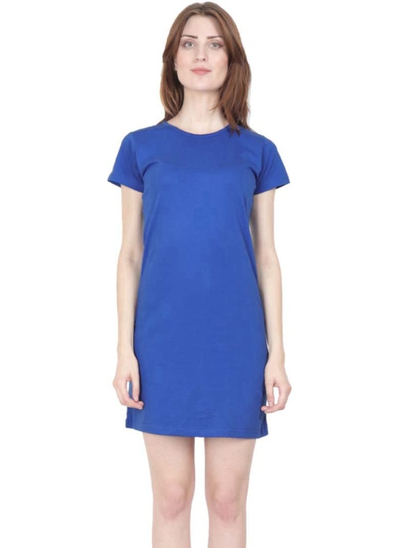 Women's Royal Blue Half Sleeve Plain T-Shirt Dress