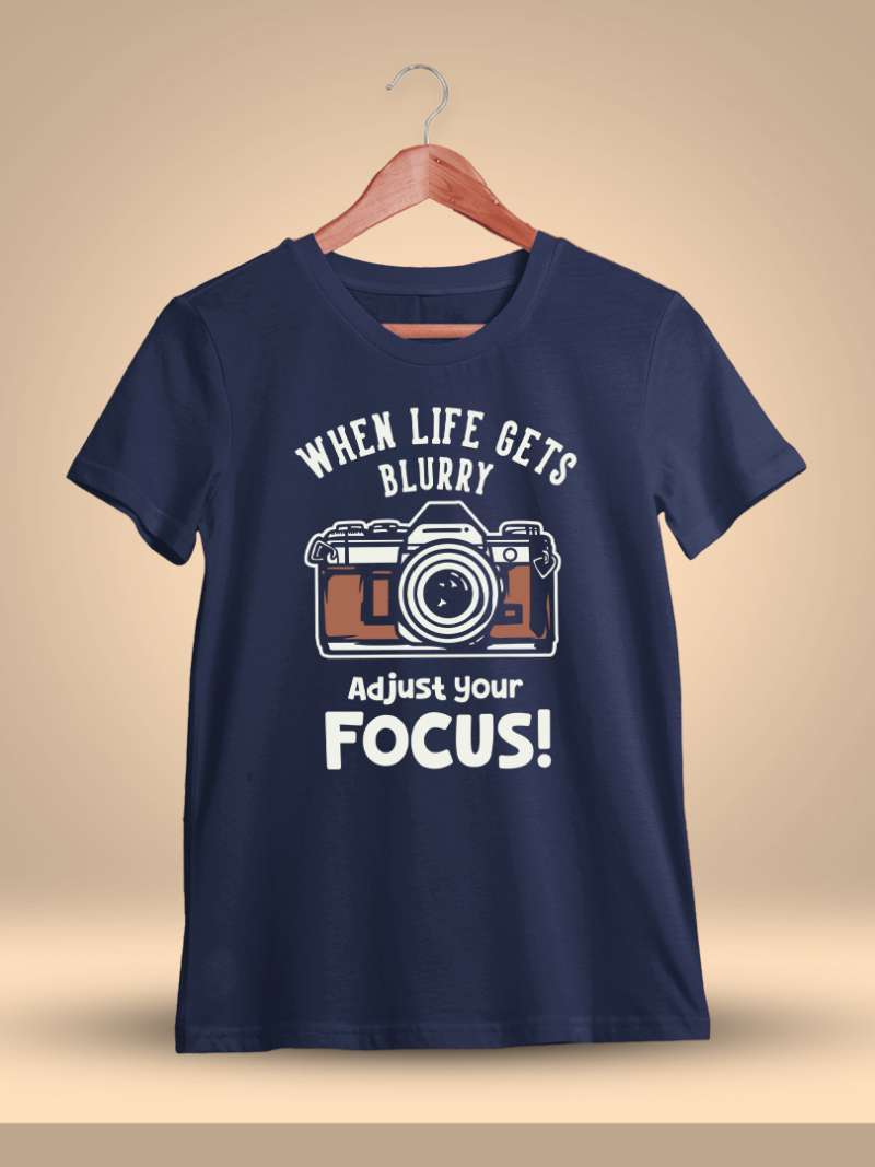 When Life Gets Blurry Camera Men Half Sleeve Navy Blue Photography T-Shirt