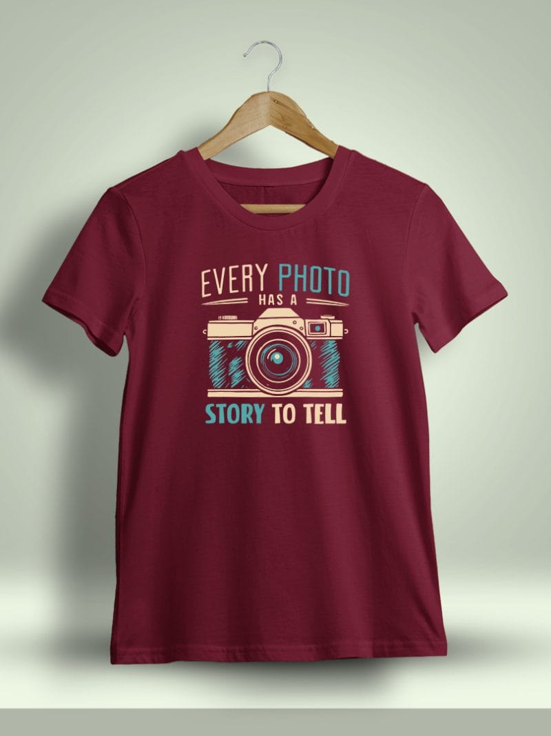 Every Photo Has A Story To Tell Photography T-Shirt For Men - Half Sleeve