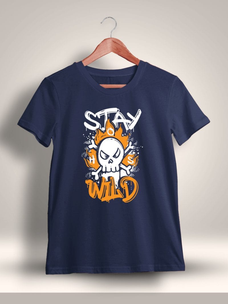 Stay Wild Printed T-Shirt For Men - Half Sleeve