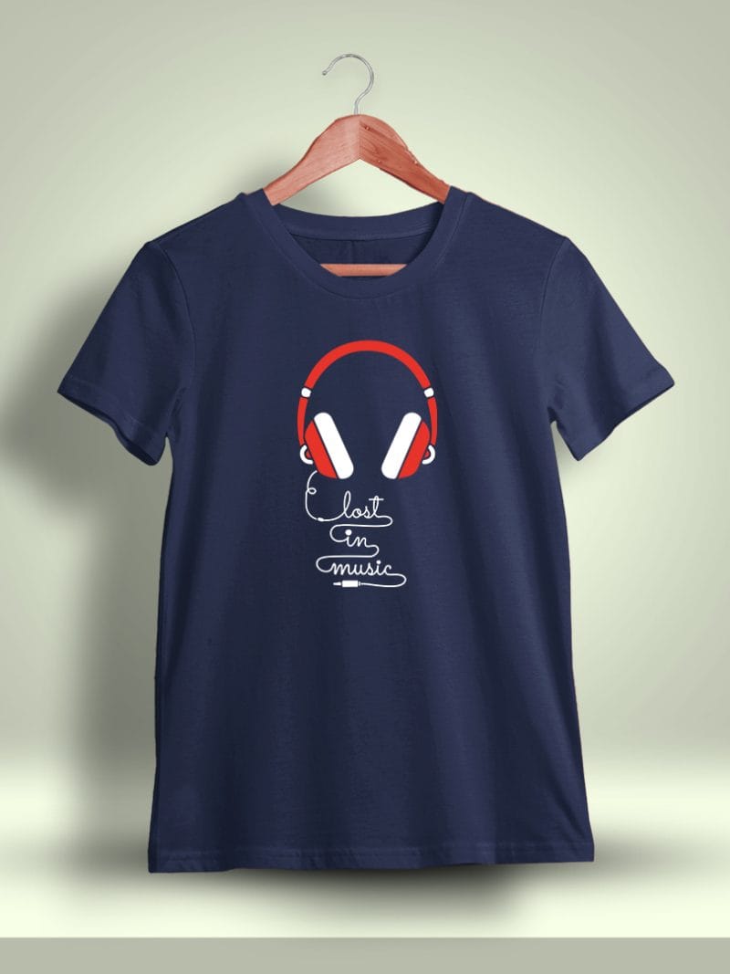 Lost In Music Printed T-Shirt For Men - Half Sleeve