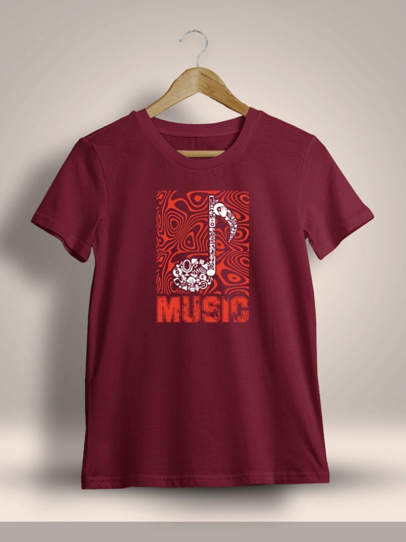 Music Graphic Printed T-Shirt For Men - Half Sleeve