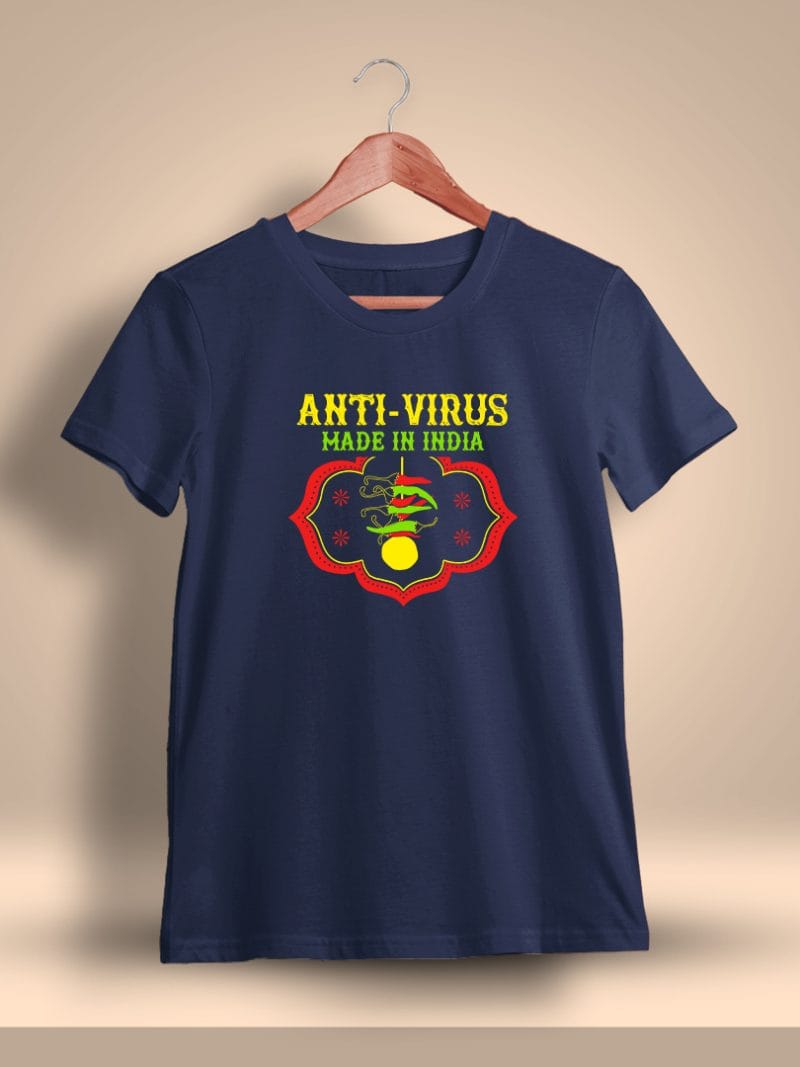 Anti-Virus Made In India Fun Printed T-Shirt For Men - Half Sleeve