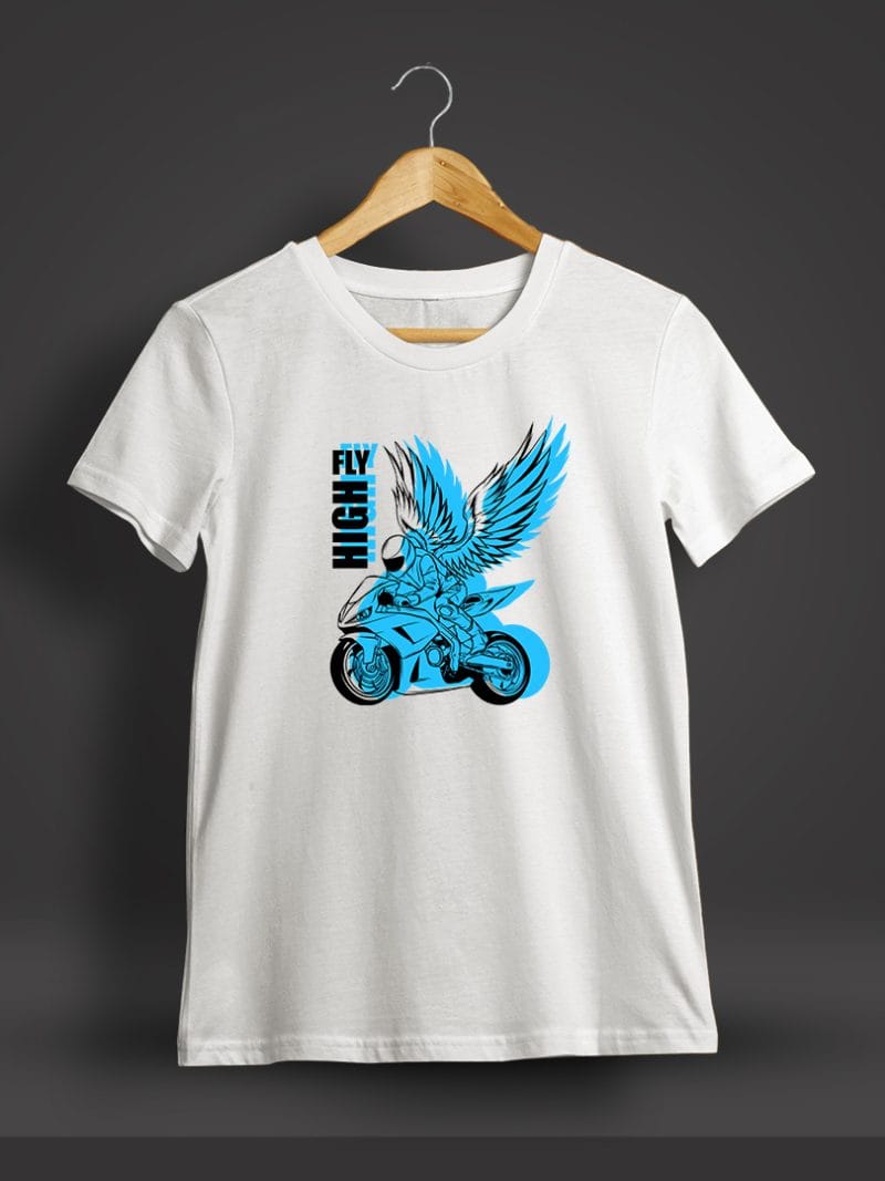 Fly High Bike Printed T-Shirt For Men - Half Sleeve