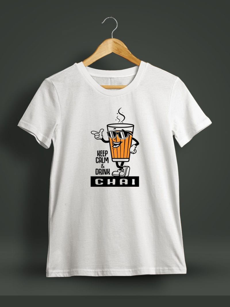 Keep Calm And Drink Chai Printed T-Shirt For Men - Half Sleeve