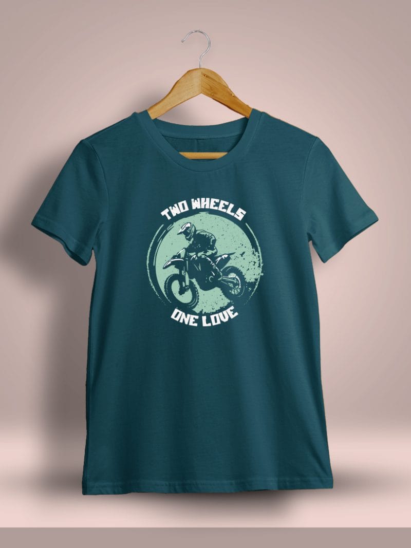 Two Wheels One Love Bike Printed T-Shirt For Men - Half Sleeve