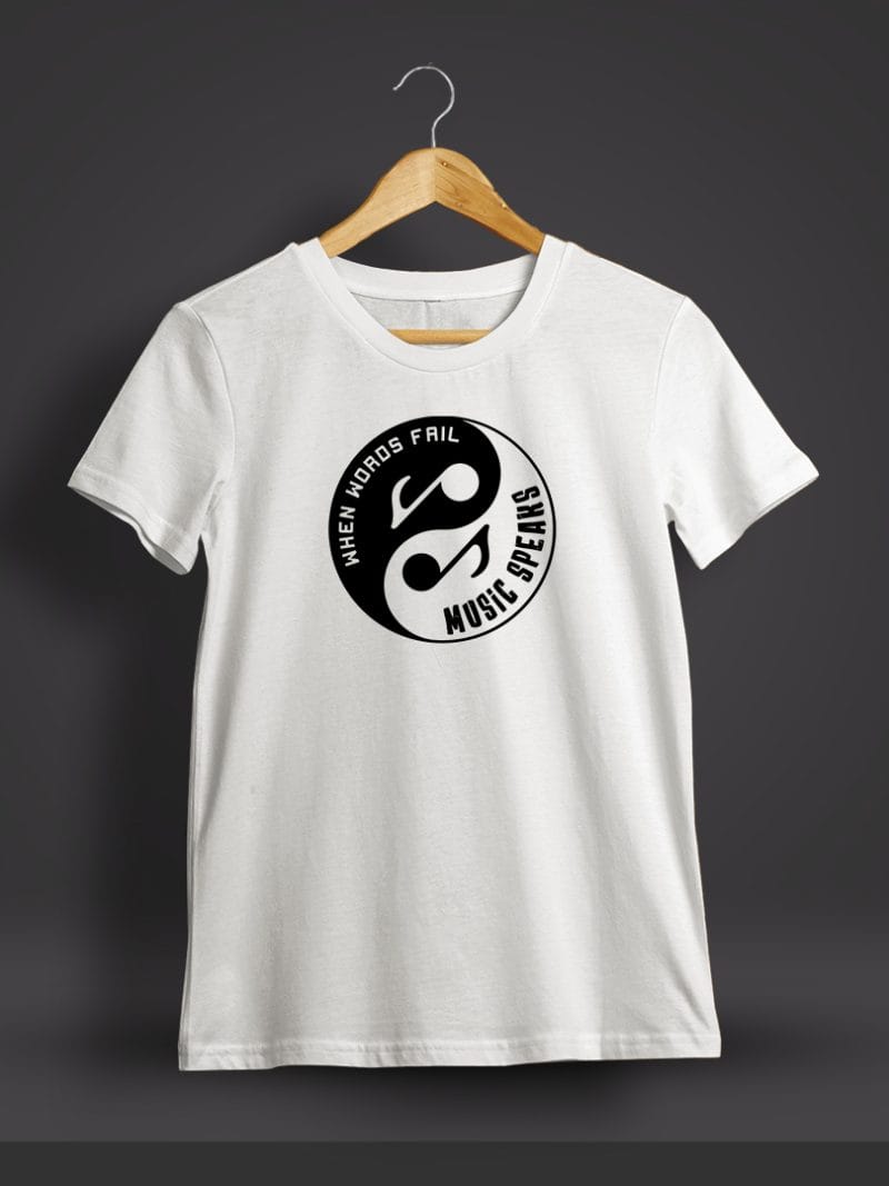 When Words Fail Music Speaks Printed T-Shirt For Men - Half Sleeve